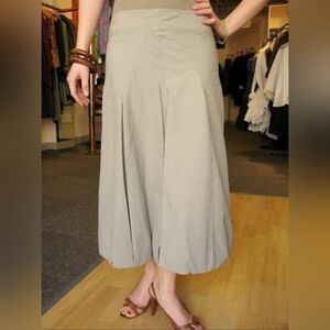 Ronen Chen Tan Midi A-Line Iris Skirt Pleated Work Sz 4 New With Tags